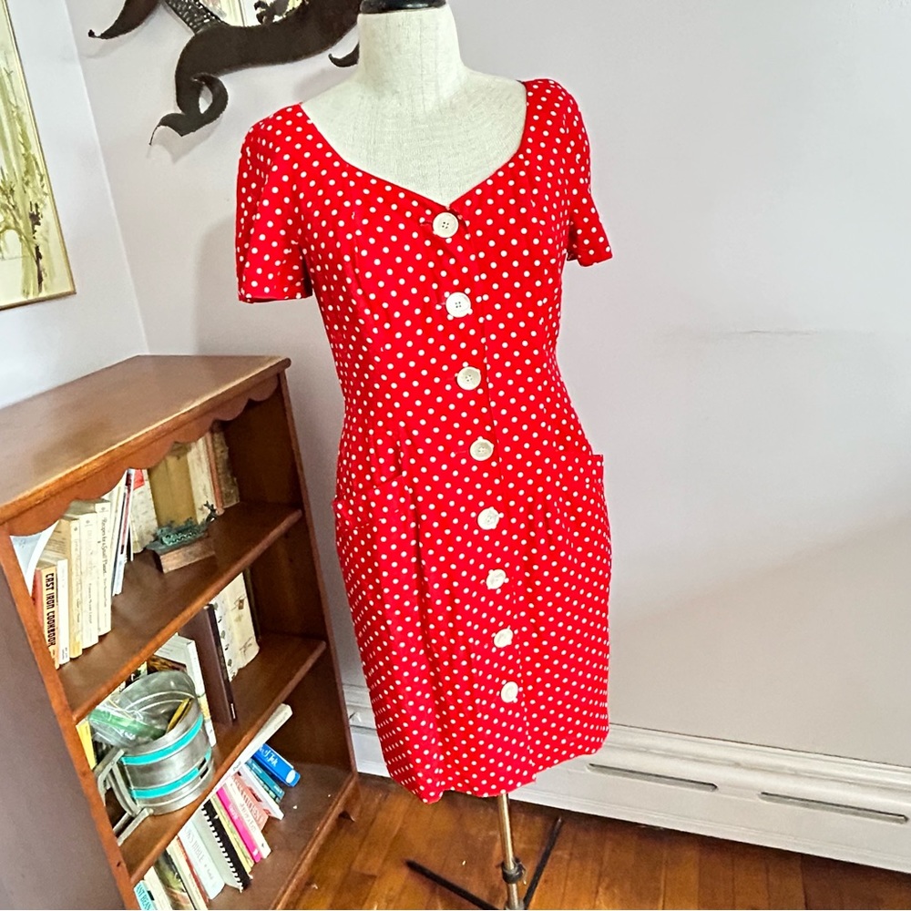 Geary Roark Kamisato Vintage Red Polka Dot Dress